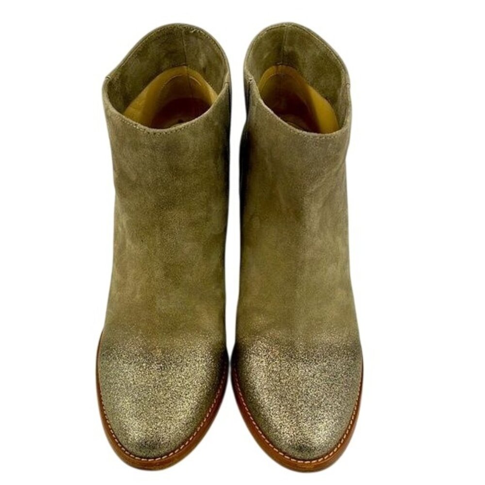 Jimmy Choo Beige/Gold Sparkly Toe Women's Suede Booties EU Size 39 US size 9